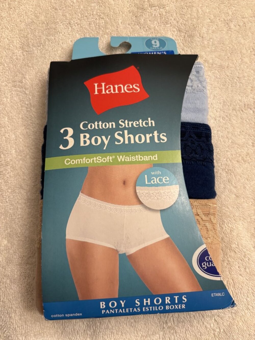 Hanes - cotton stretch 3 boy shorts with comfortsoft lace waistband